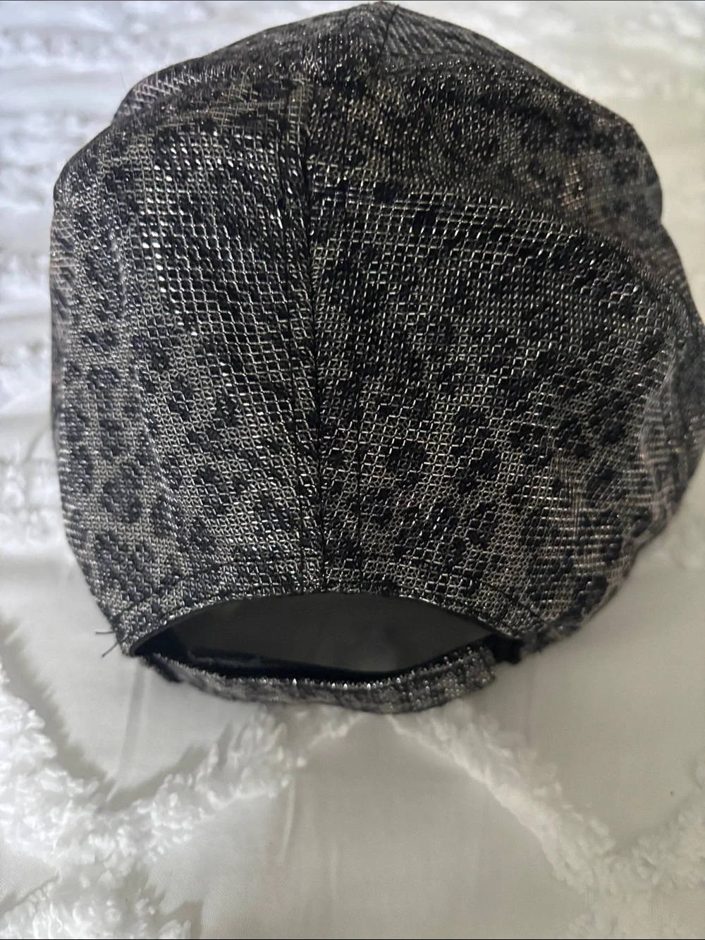 Rhinestone Trim Leopard Print Baseball Cap - Black